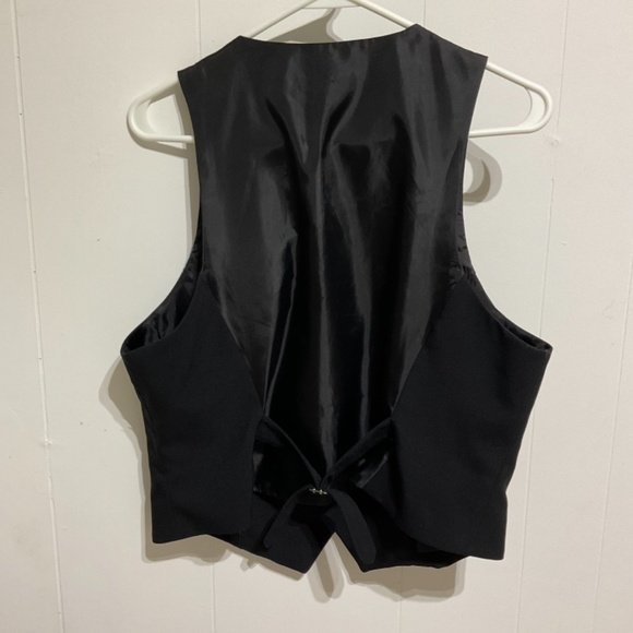 New York & Company women Black Vest 14 button up tuxedo office business casual - Picture 4 of 16